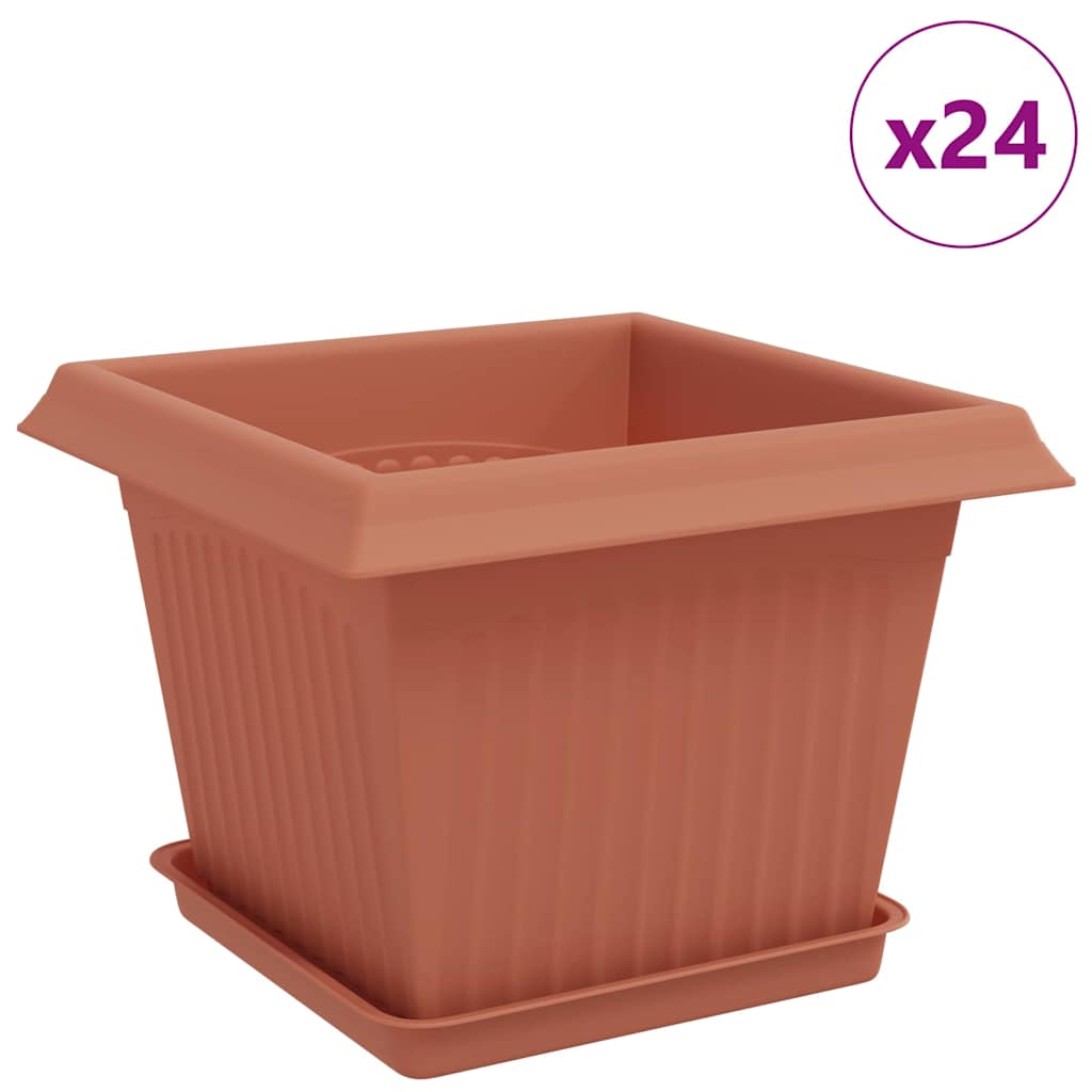 Vasi per Piante 24 pz Rosso Mattone Plastica
