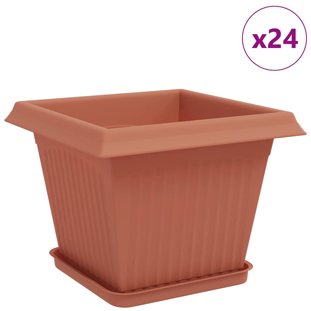 Vasi per Piante 24 pz Rosso Mattone Plastica