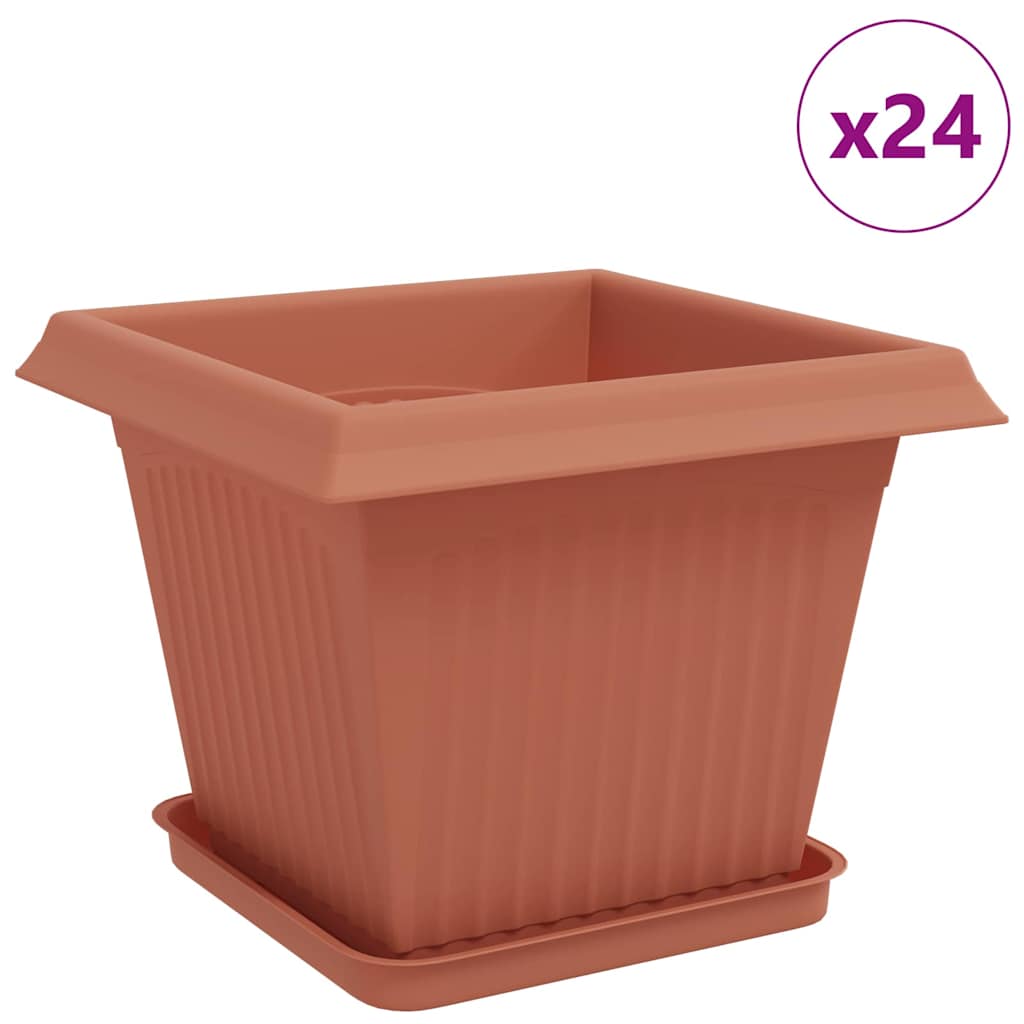 Vasi per Piante 24 pz Rosso Mattone Plastica