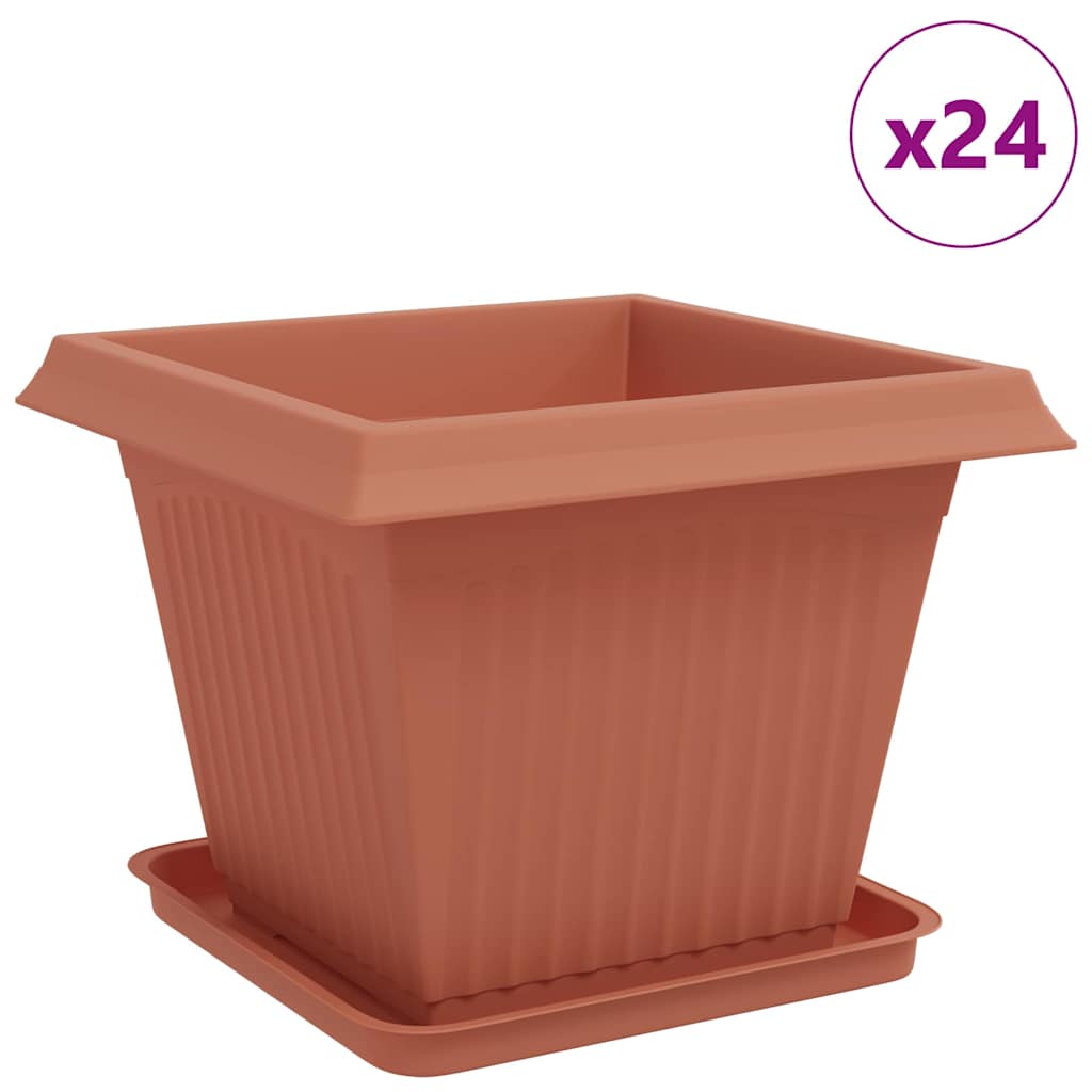 Vasi per Piante 24 pz Rosso Mattone Plastica