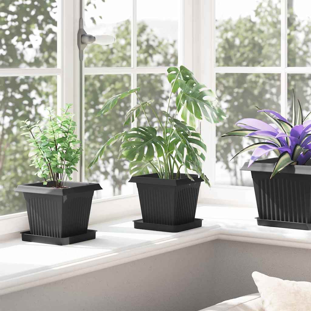 Vasi per Piante 24 pz Nero Plastica