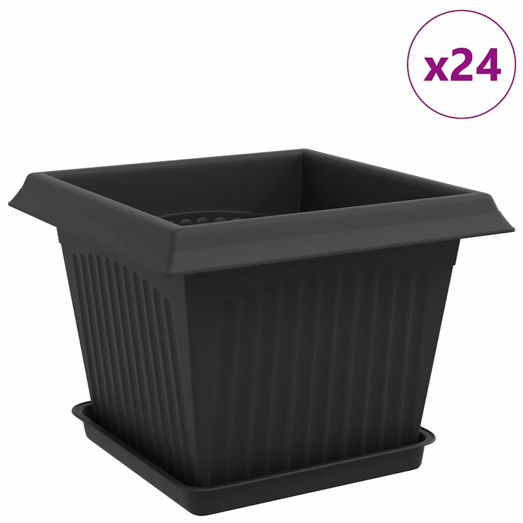Vasi per Piante 24 pz Nero Plastica