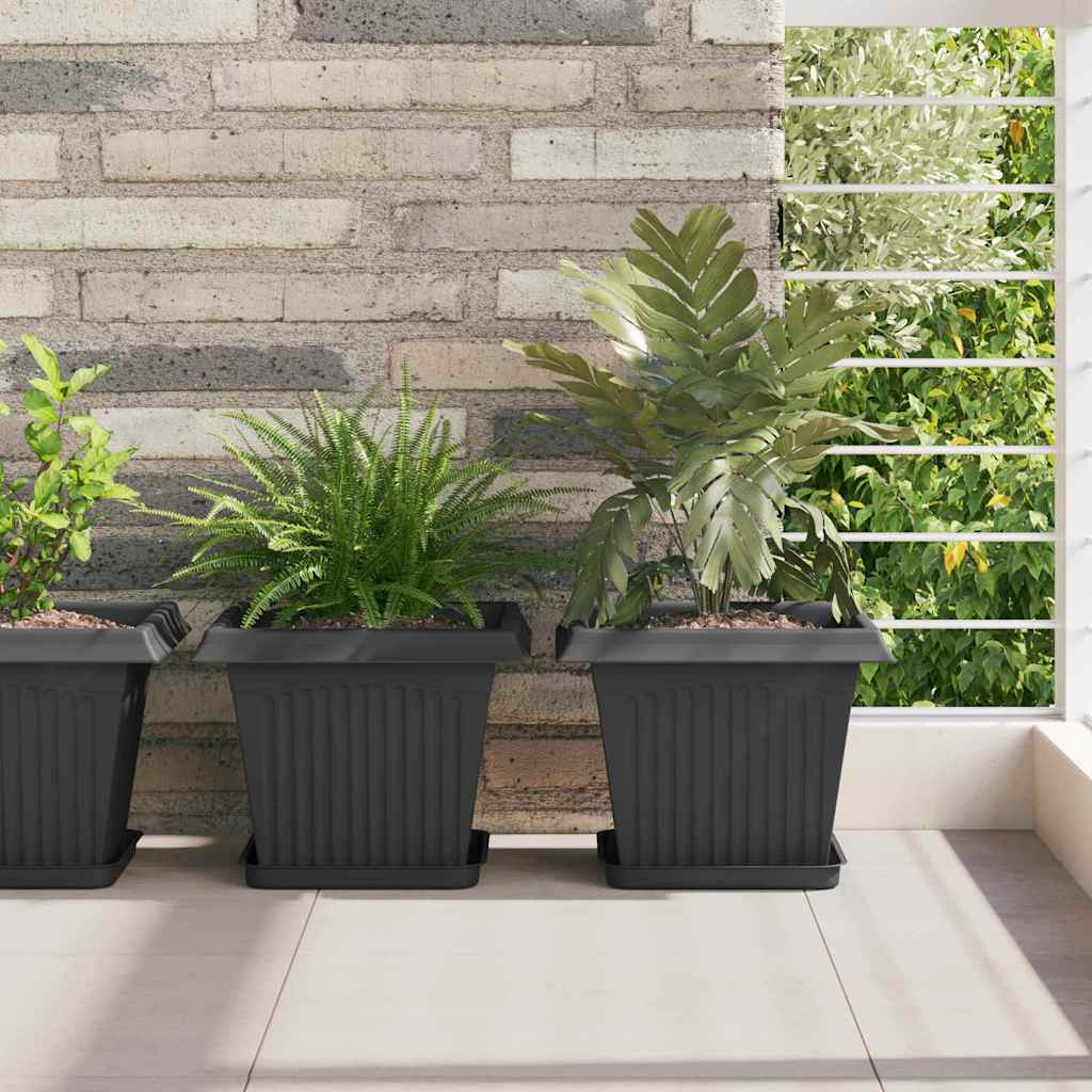 Vasi per Piante 24 pz Nero Plastica