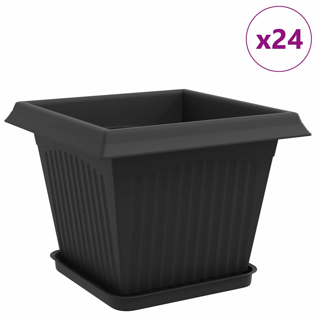Vasi per Piante 24 pz Nero Plastica