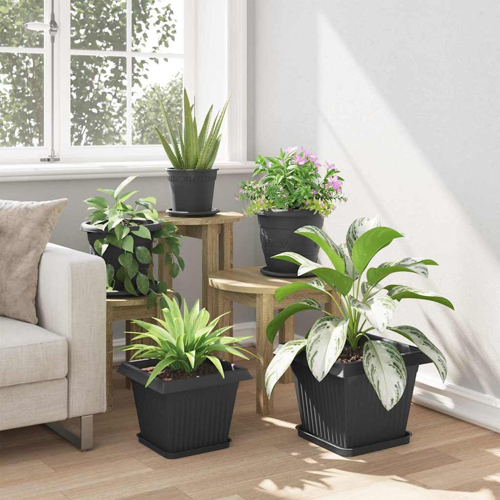 Vasi per Piante 24 pz Nero Plastica