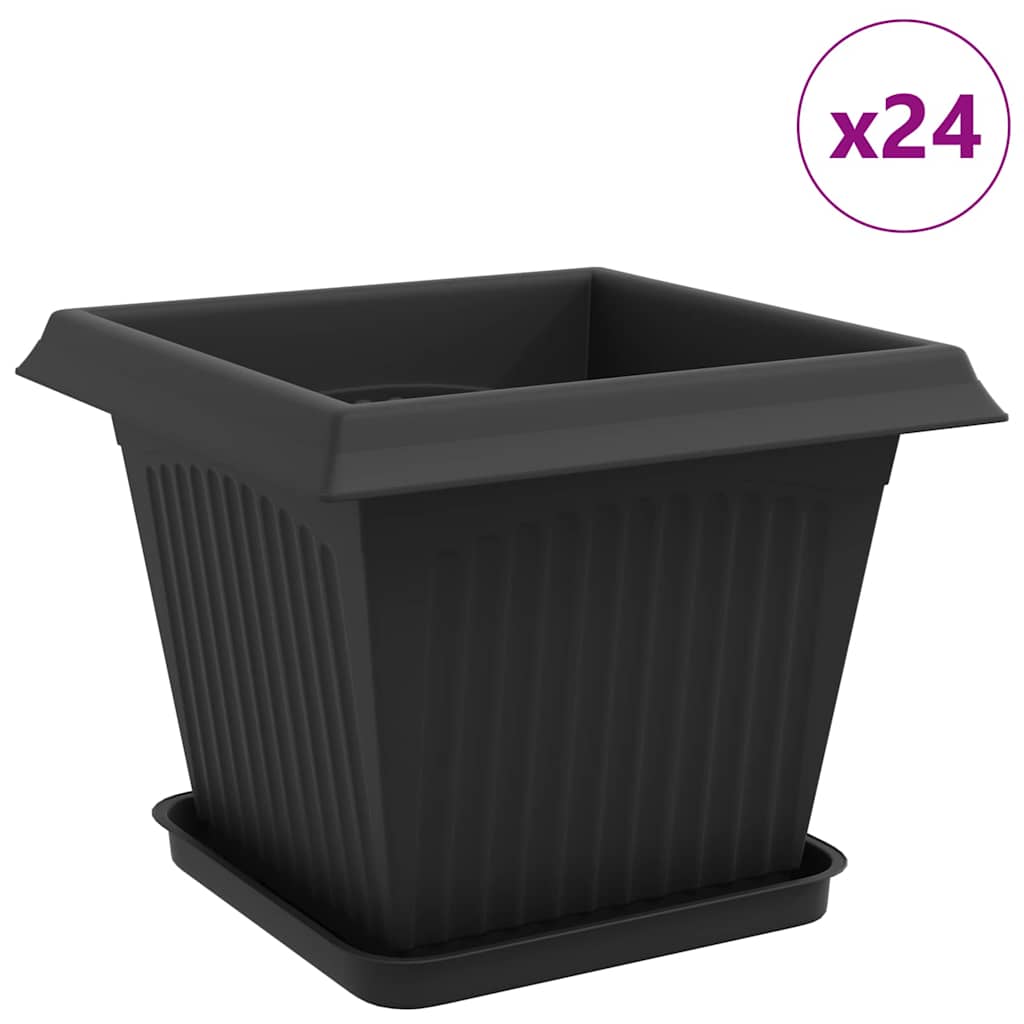 Vasi per Piante 24 pz Nero Plastica
