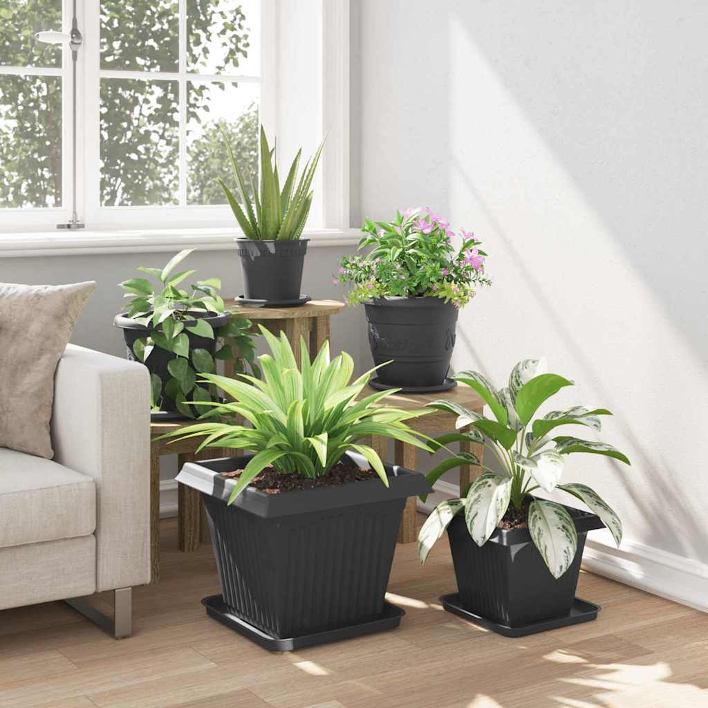 Vasi per Piante 24 pz Nero Plastica
