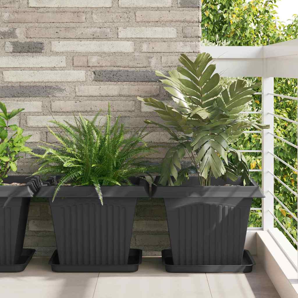 Vasi per Piante 24 pz Nero Plastica