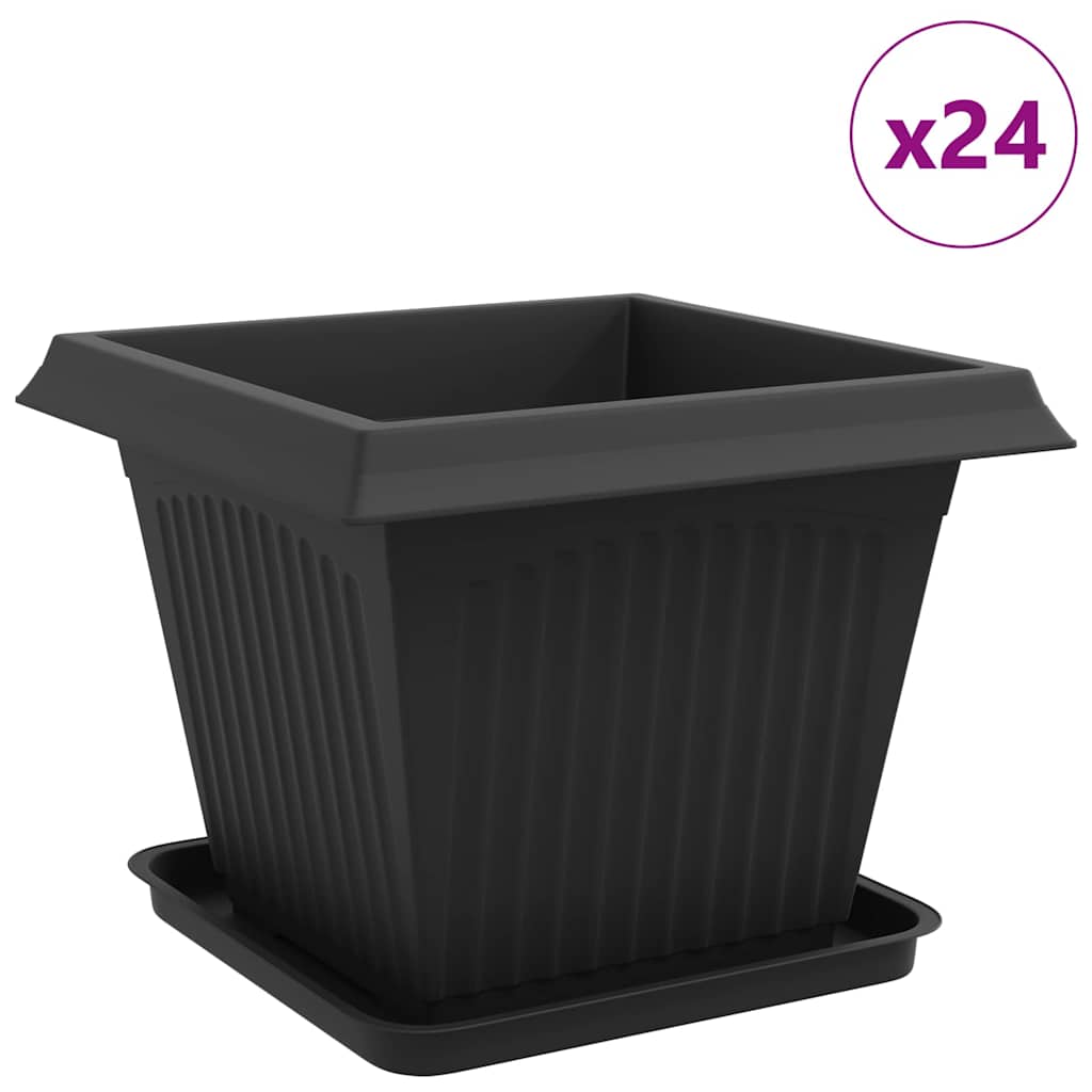 Vasi per Piante 24 pz Nero Plastica