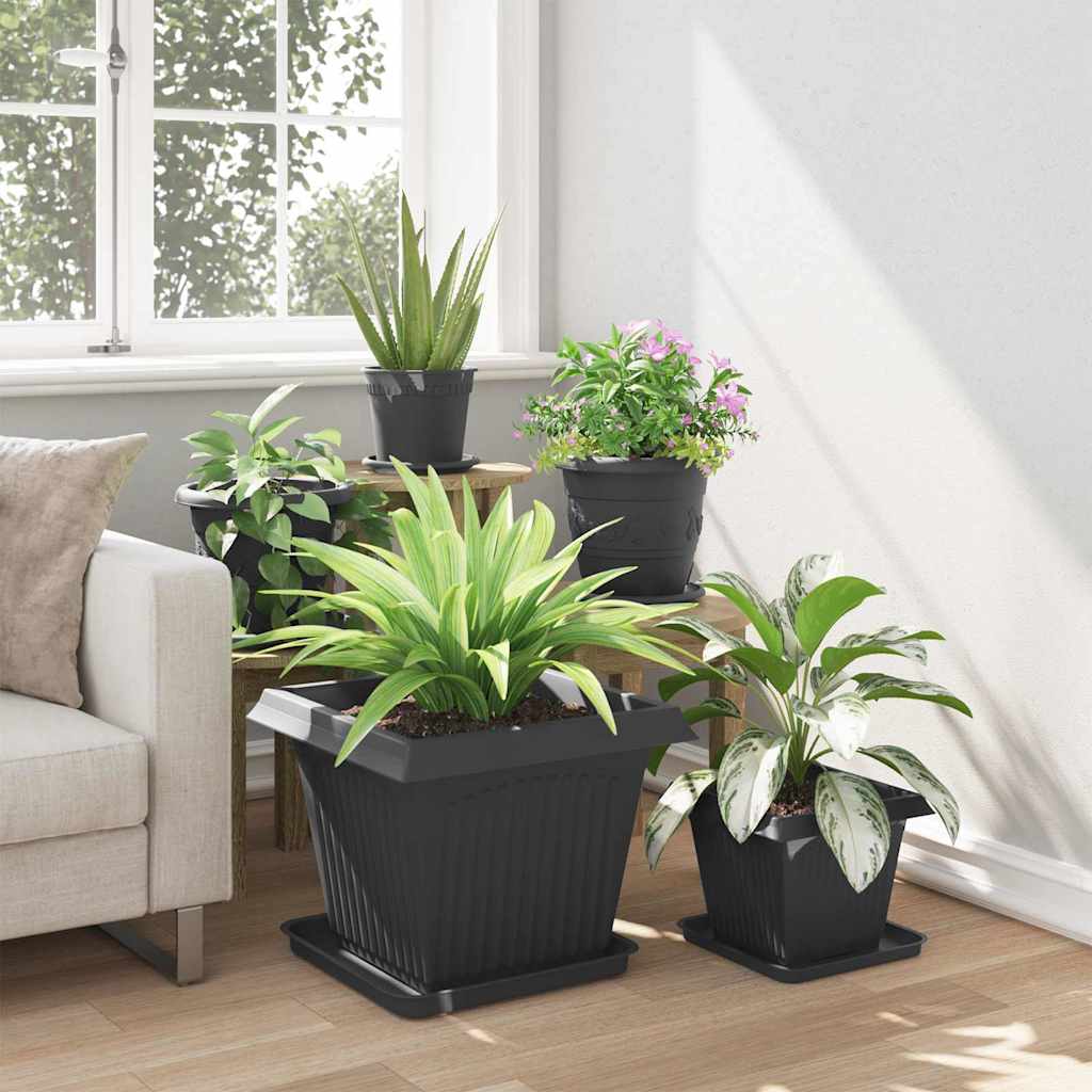 Vasi per Piante 24 pz Nero Plastica