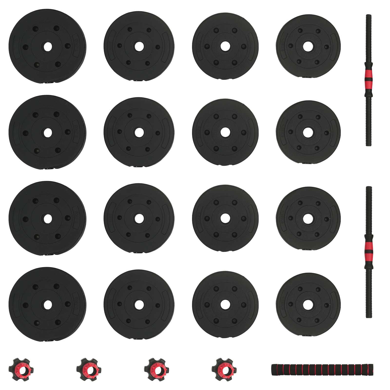 Set di Manubri 2-in-1 30kg Nero e Rosso