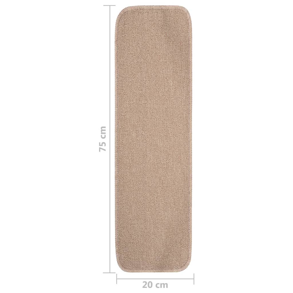 Tappetini Scale Antiscivolo 15 pz 75x20 cm Beige Rettangolari