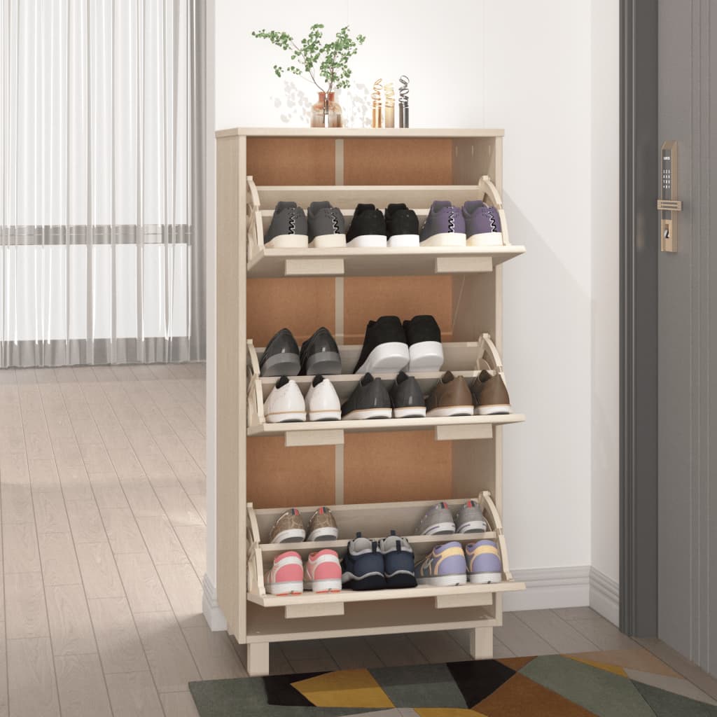 Scarpiera HAMAR ambra 59,5x35x117 cm in Legno Massello di Pino