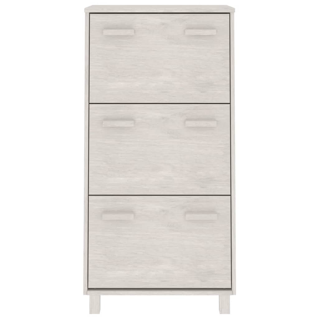 Scarpiera HAMAR Bianca 59,5x35x117 cm in Legno Massello di Pino