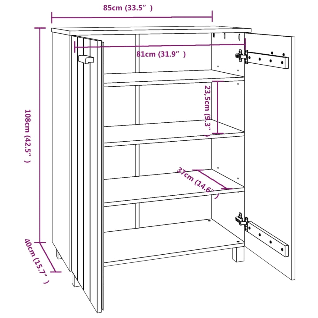 Scarpiera HAMAR ambra 85x40x108 cm in Legno Massello di Pino