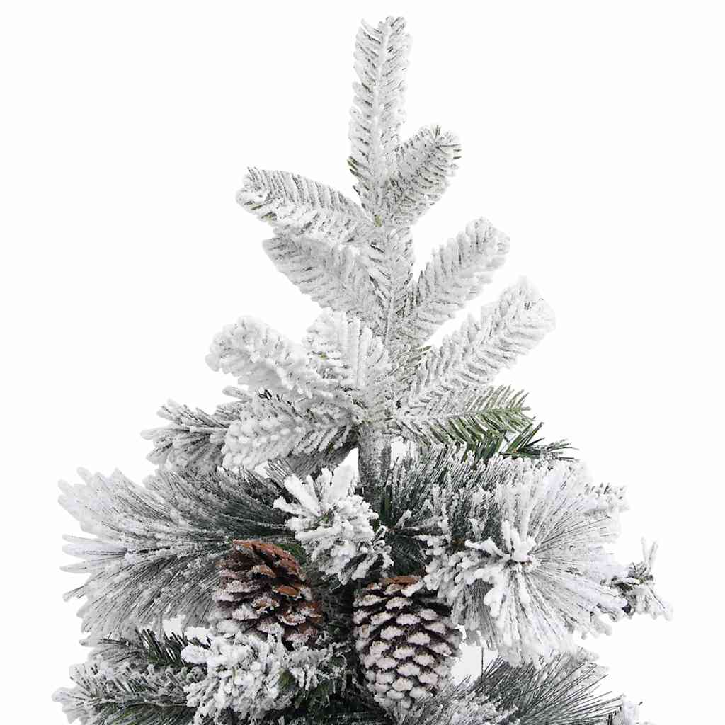 Albero di Natale con Neve Floccata e Pigne 120 cm in PVC PE