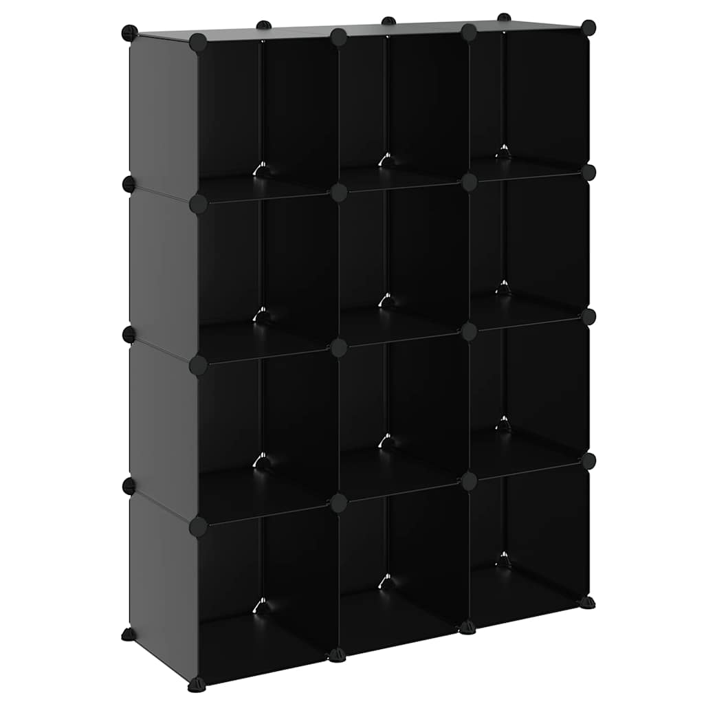 Organizzatore Portaoggetti con 12 Cubi Nero in PP