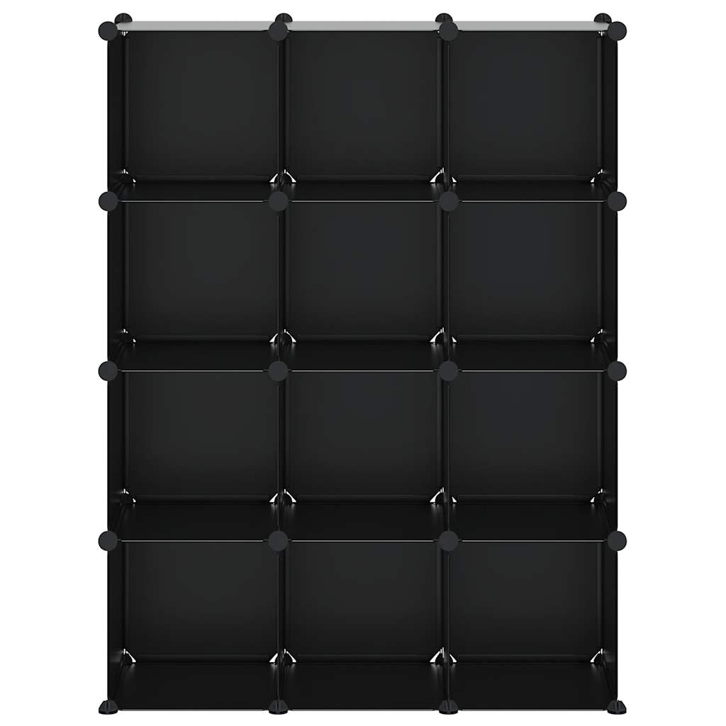 Organizzatore Portaoggetti con 12 Cubi Nero in PP