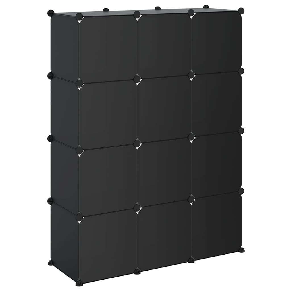 Organizzatore Portaoggetti con 12 Cubi Nero in PP