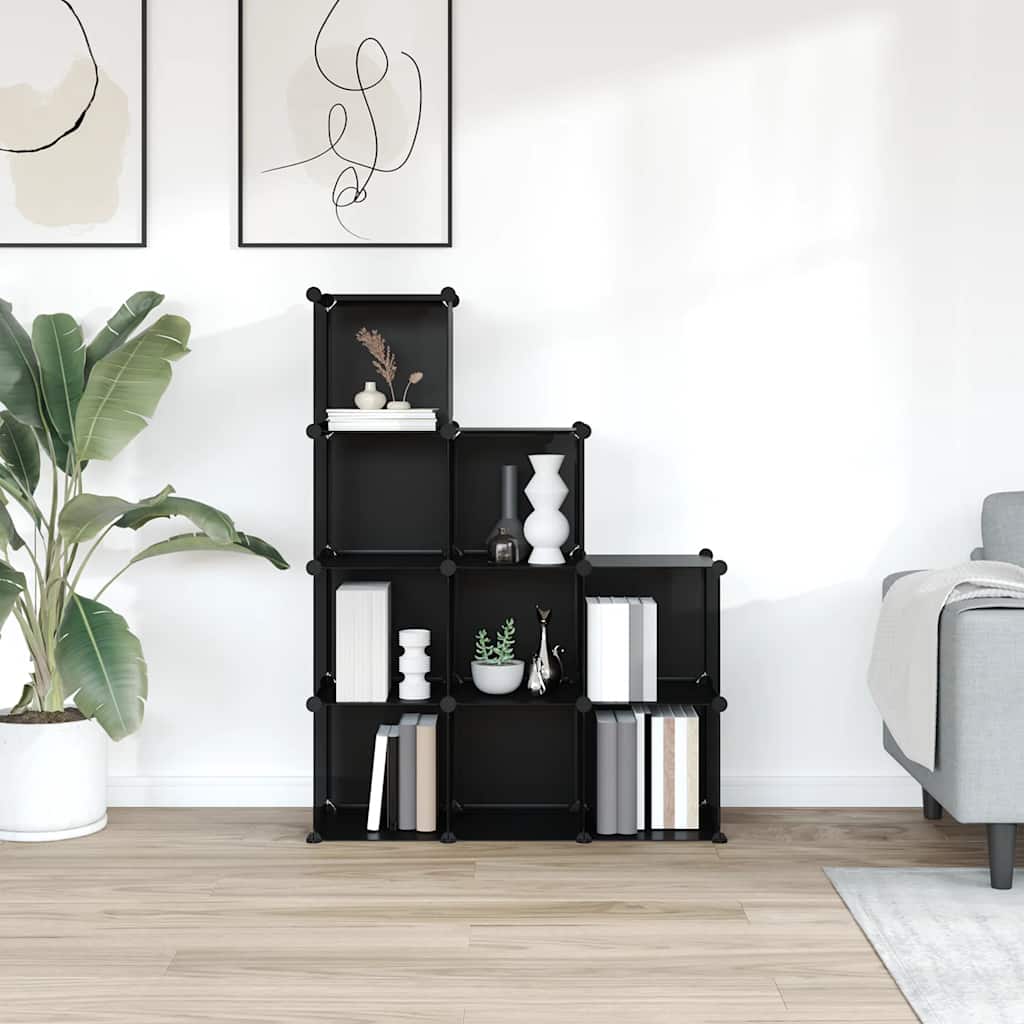 Organizzatore Portaoggetti con 9 Cubi Nero in PP
