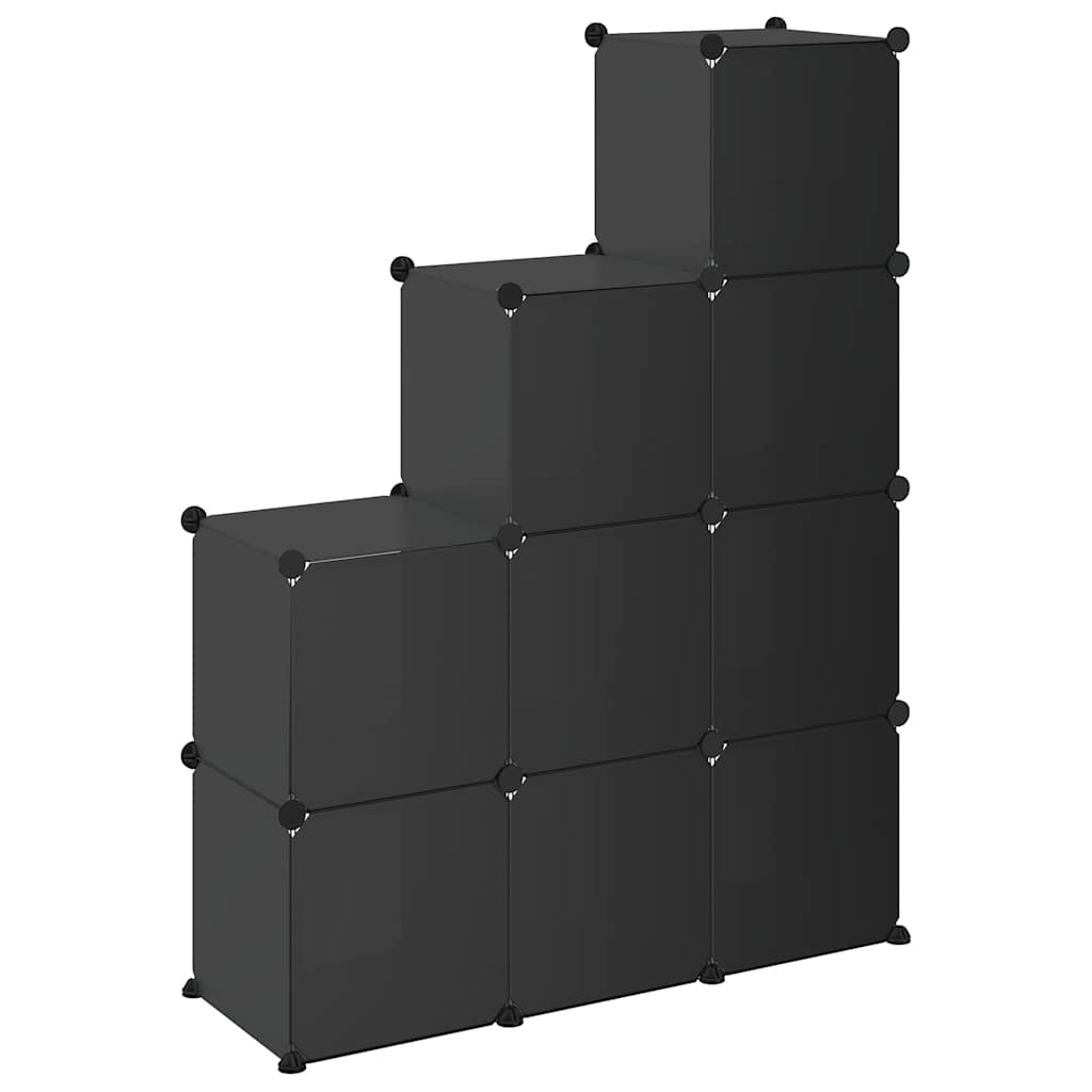 Organizzatore Portaoggetti con 9 Cubi Nero in PP
