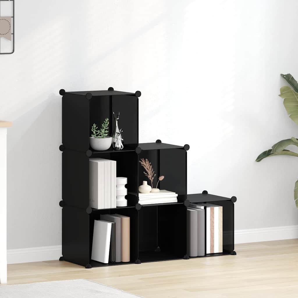 Organizzatore Portaoggetti con 6 Cubi Nero in PP