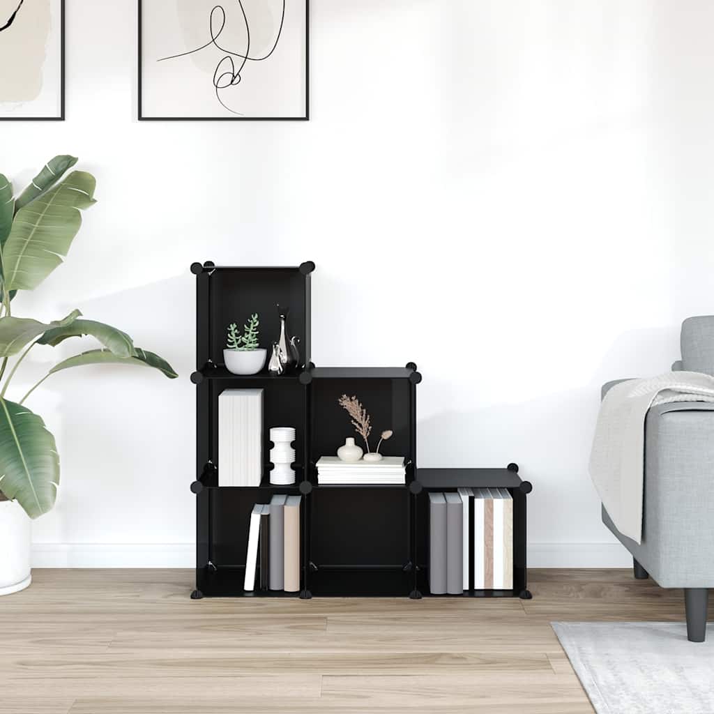 Organizzatore Portaoggetti con 6 Cubi Nero in PP