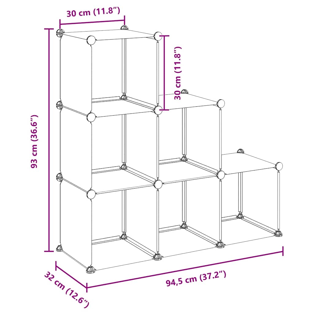 Organizzatore Portaoggetti con 6 Cubi Nero in PP