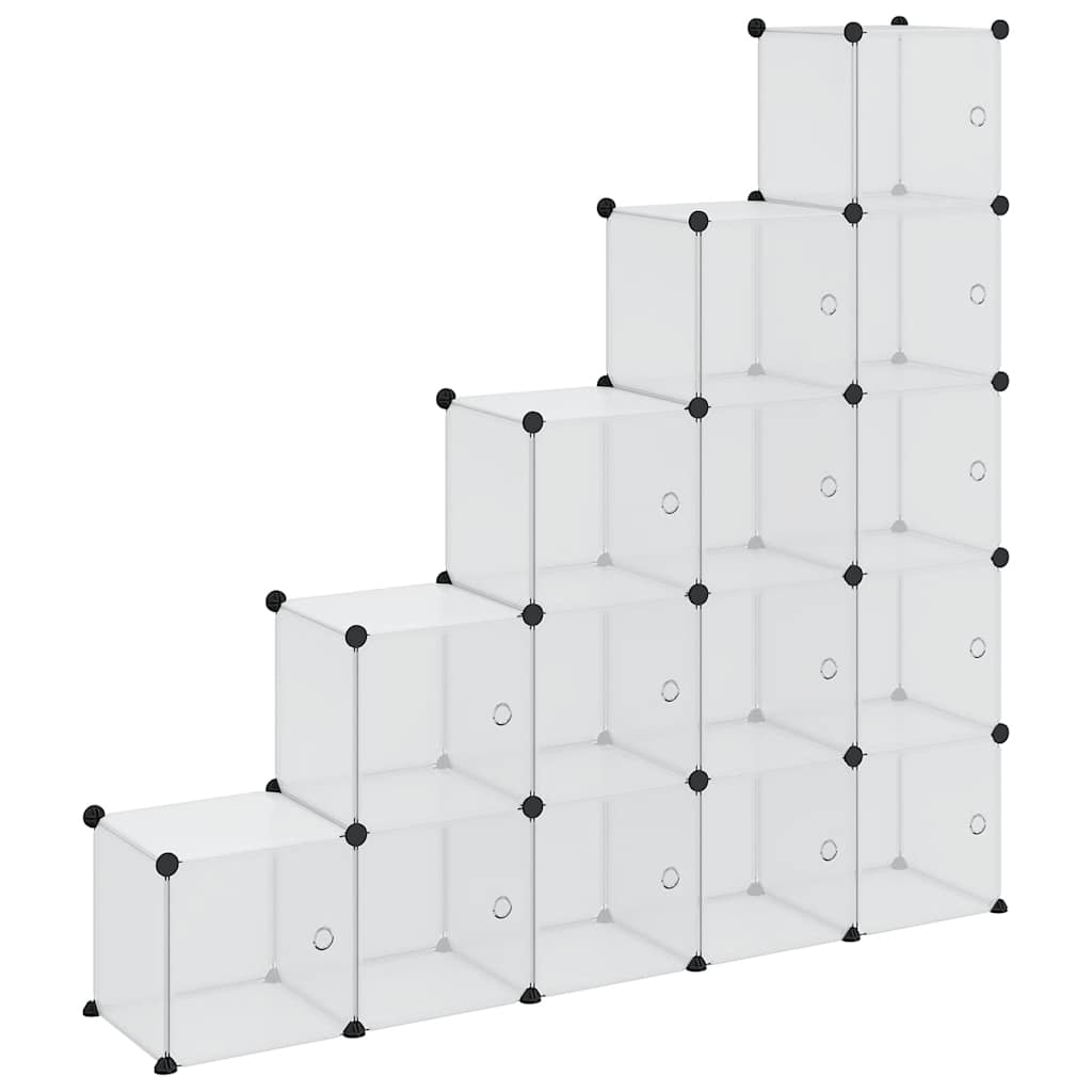 Contenitore Cubo Portaoggetti con 15 Cubi e Ante Trasparente PP