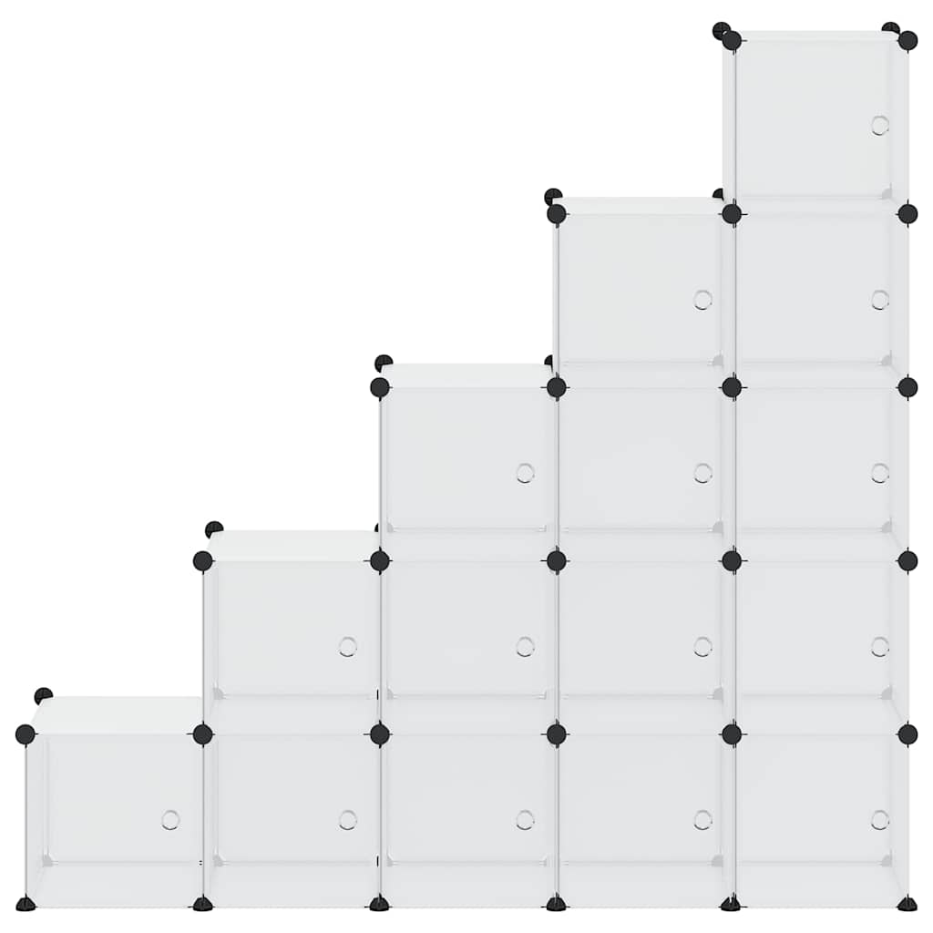 Contenitore Cubo Portaoggetti con 15 Cubi e Ante Trasparente PP