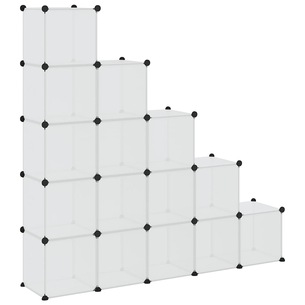 Contenitore Cubo Portaoggetti con 15 Cubi e Ante Trasparente PP