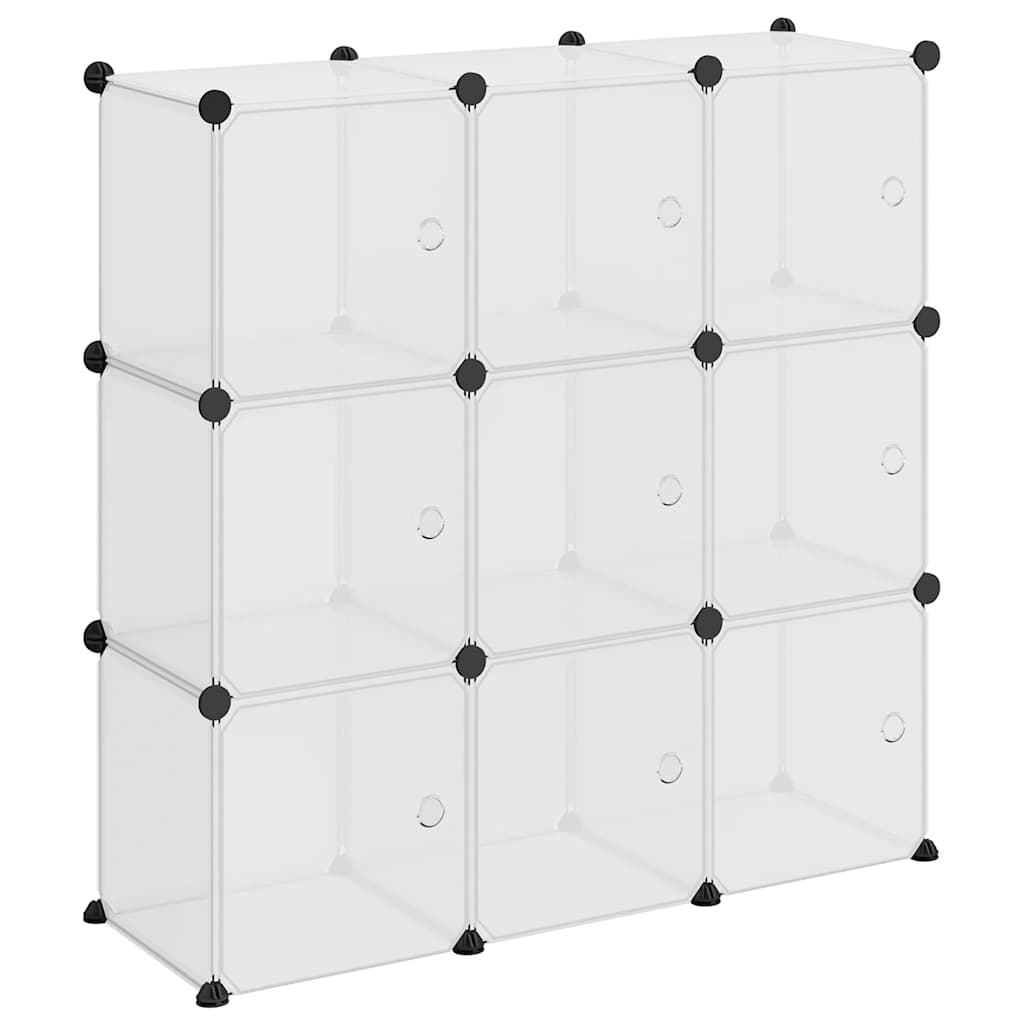 Contenitore a Cubo con 9 Cubi e Ante Trasparente PP