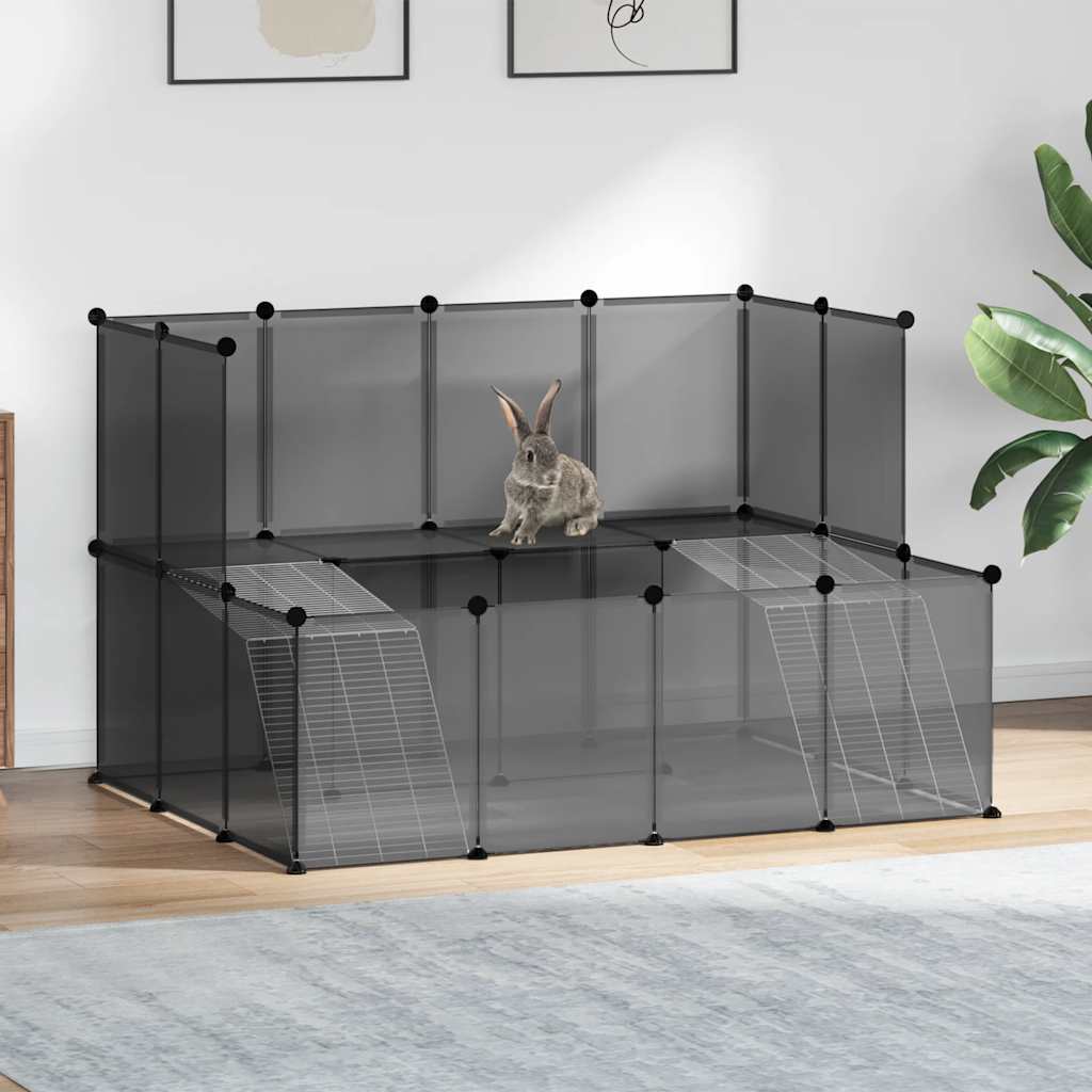 Gabbia per Piccoli Animali Nera 143x107x93 cm in PP e Acciaio