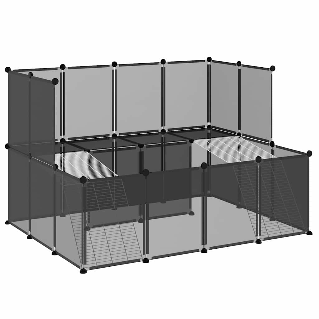 Gabbia per Piccoli Animali Nera 143x107x93 cm in PP e Acciaio