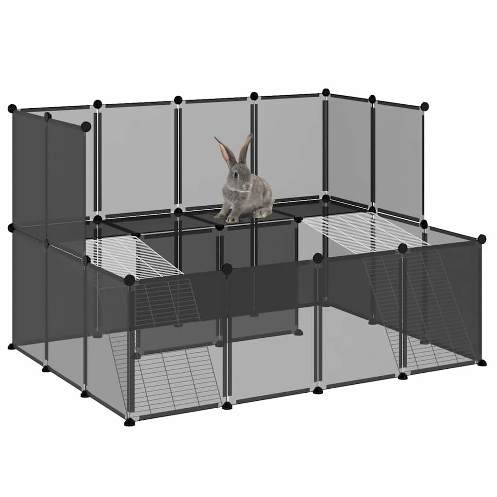 Gabbia per Piccoli Animali Nera 143x107x93 cm in PP e Acciaio