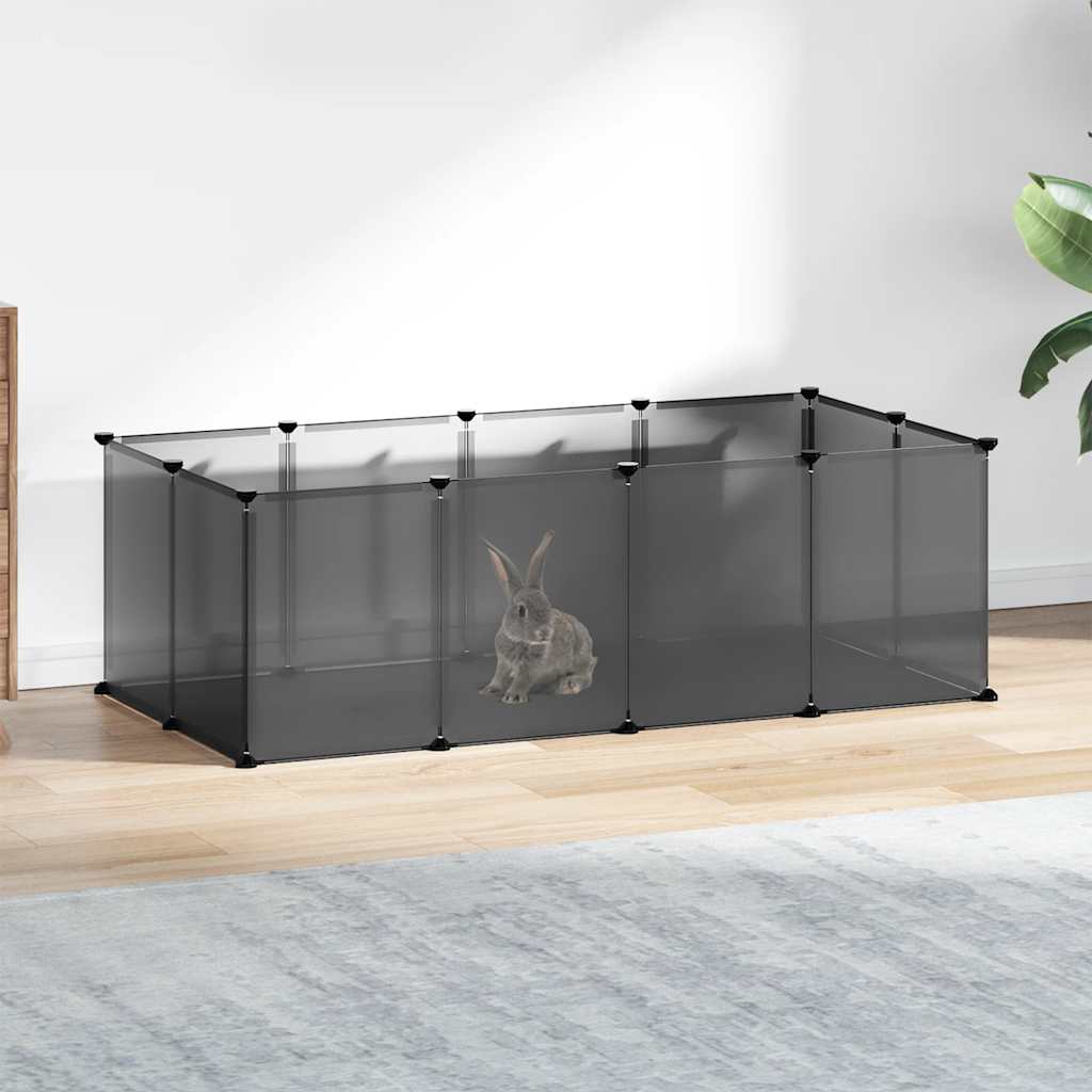 Gabbia per Piccoli Animali Nera 144x74x46,5 cm in PP e Acciaio