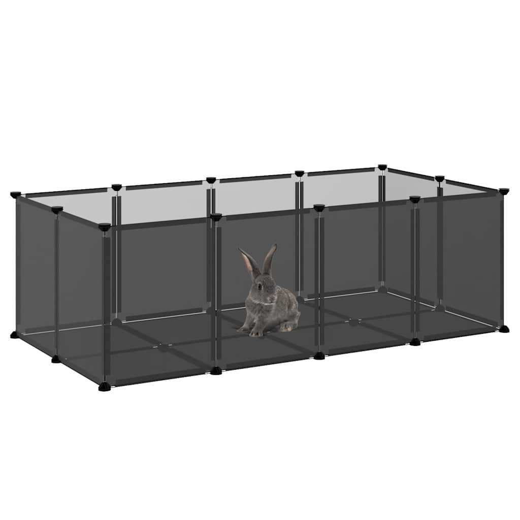 Gabbia per Piccoli Animali Nera 144x74x46,5 cm in PP e Acciaio