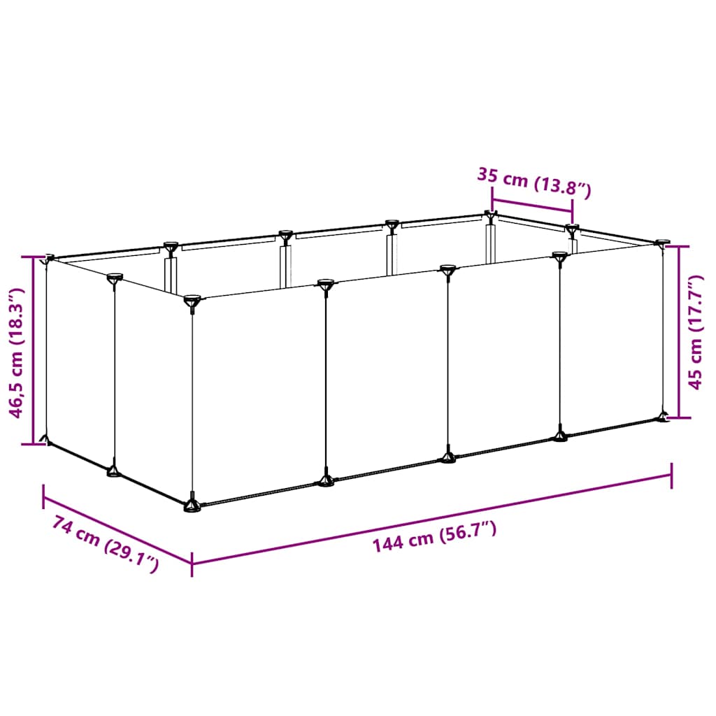 Gabbia per Piccoli Animali Trasparente 144x74x46,5cm PP Acciaio