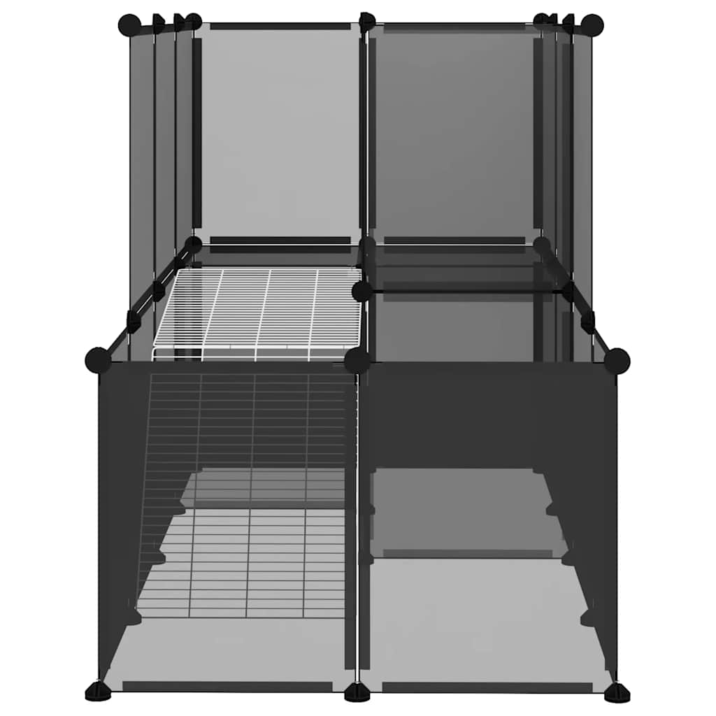 Gabbia per Piccoli Animali Nera 142x74x93 cm in PP e Acciaio