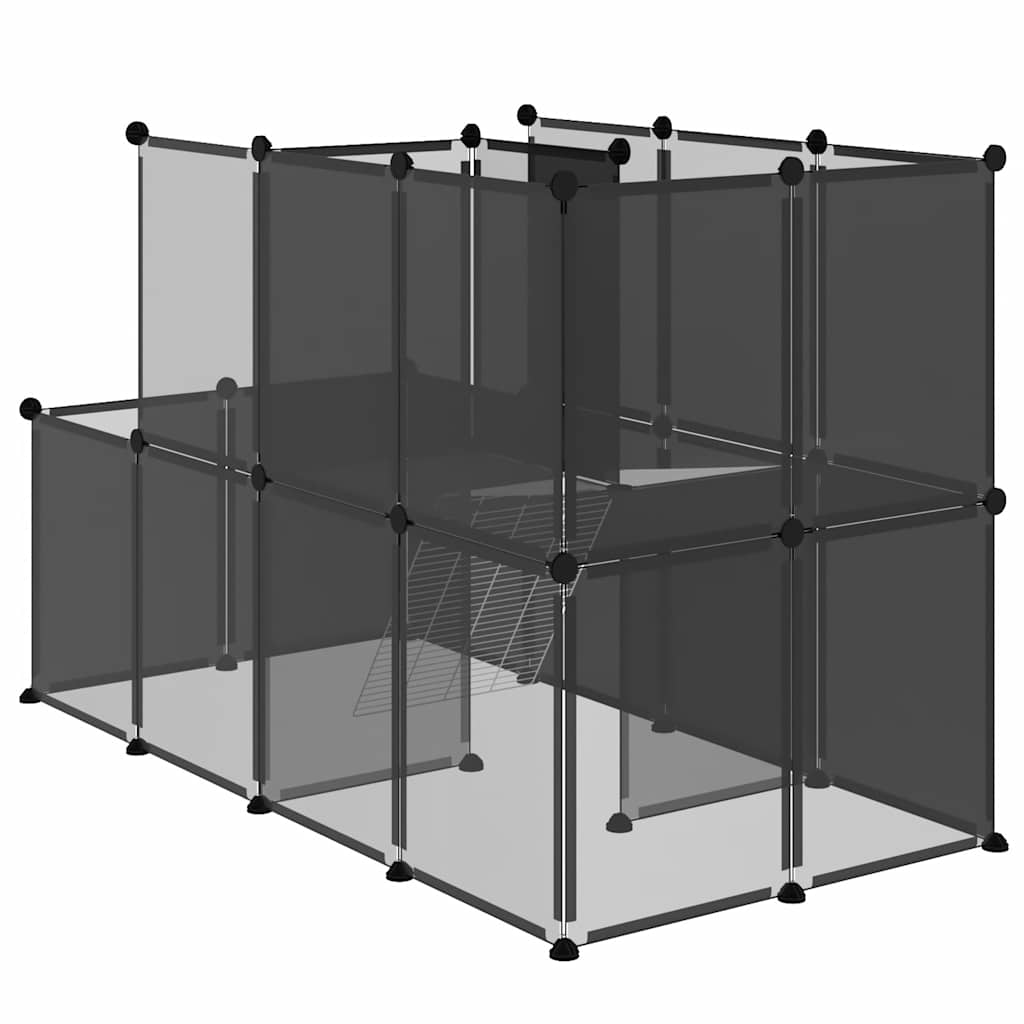 Gabbia per Piccoli Animali Nera 142x74x93 cm in PP e Acciaio