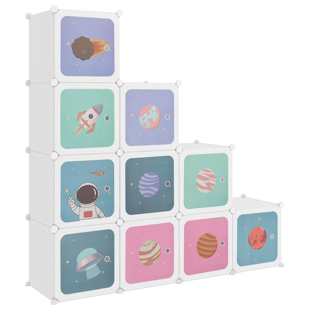 Armadio a Cubi per Bambini con 10 Cubi Bianco PP