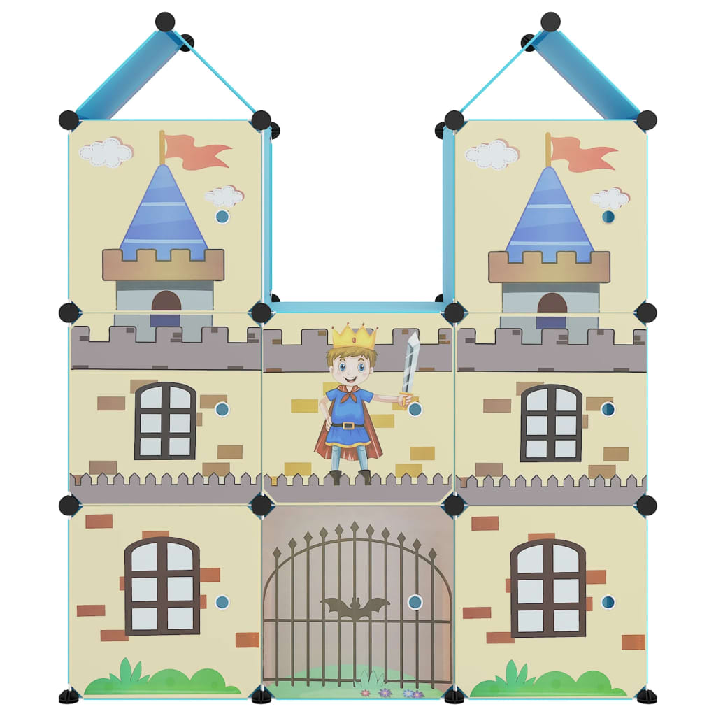 Scaffale Portaoggetti per Bambini con 8 Cubi Blu in PP