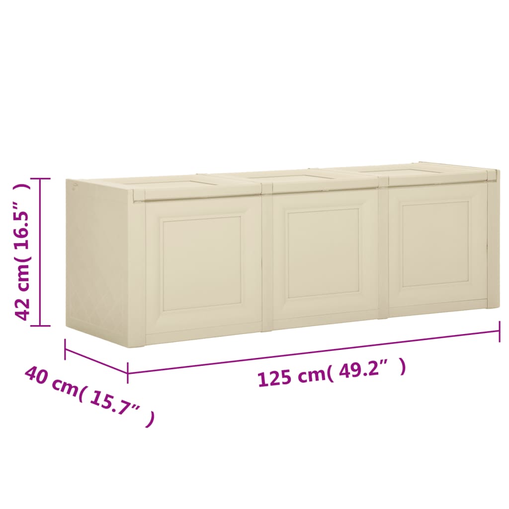 Baule per Cuscini Bianco Angora 125x40x42 cm 130 L