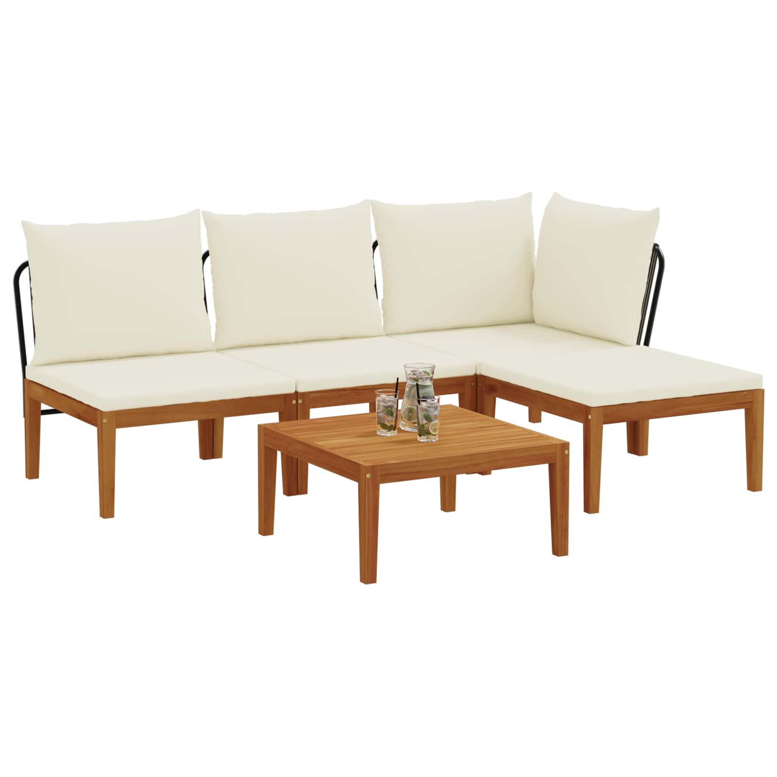 5 pz Legno massiccio di acacia e corda Naturale