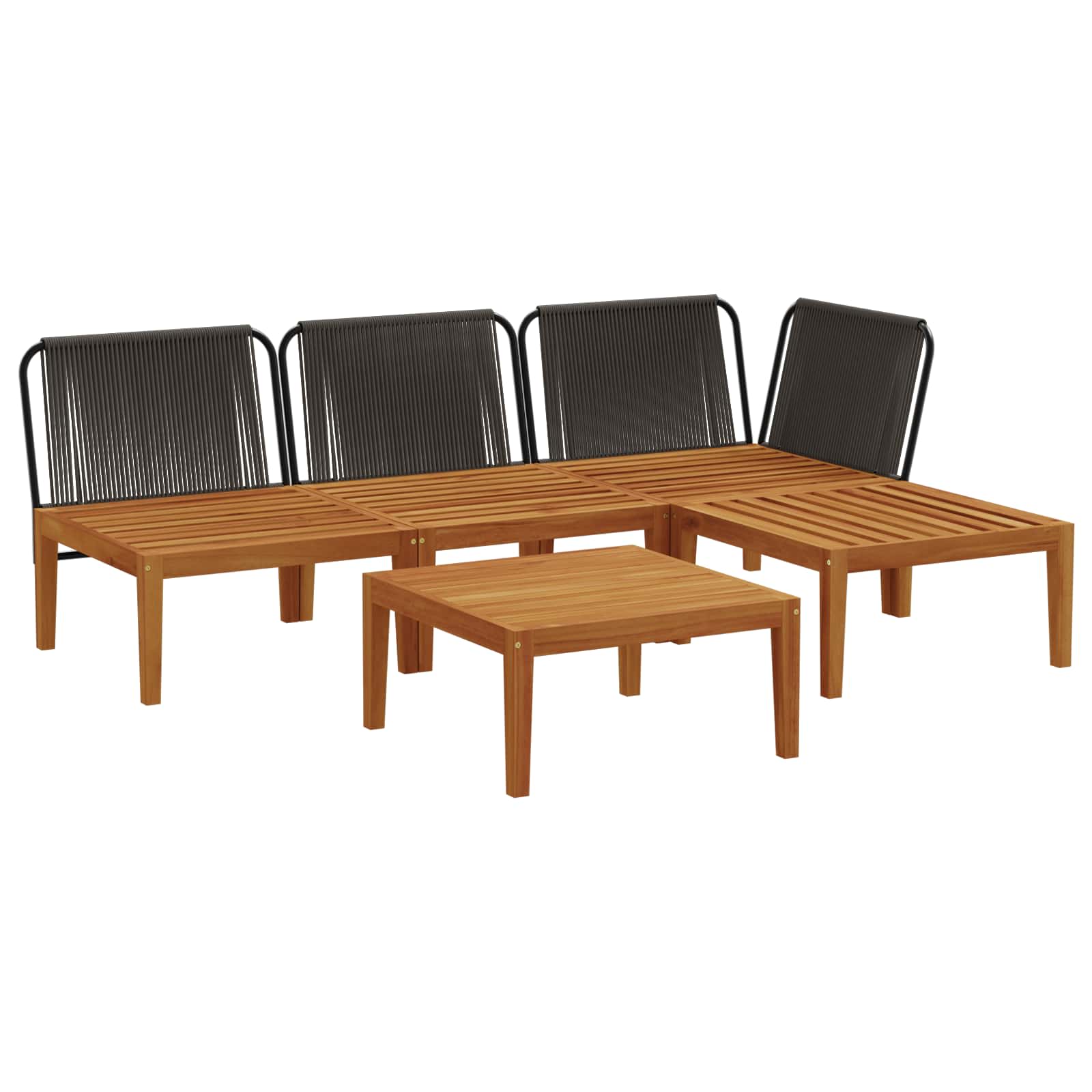 5 pz Legno massiccio di acacia e corda Naturale