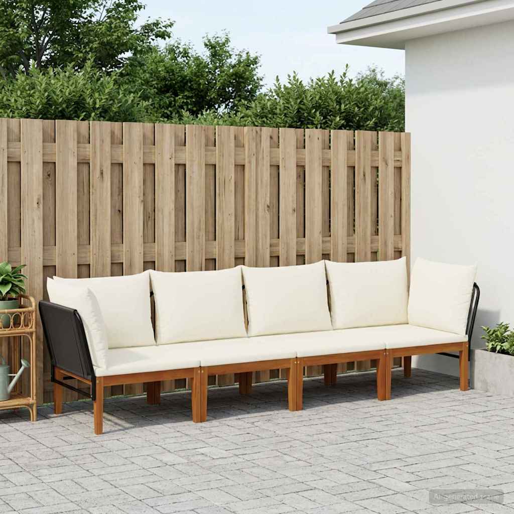 4 pz Legno massiccio di acacia e corda Naturale