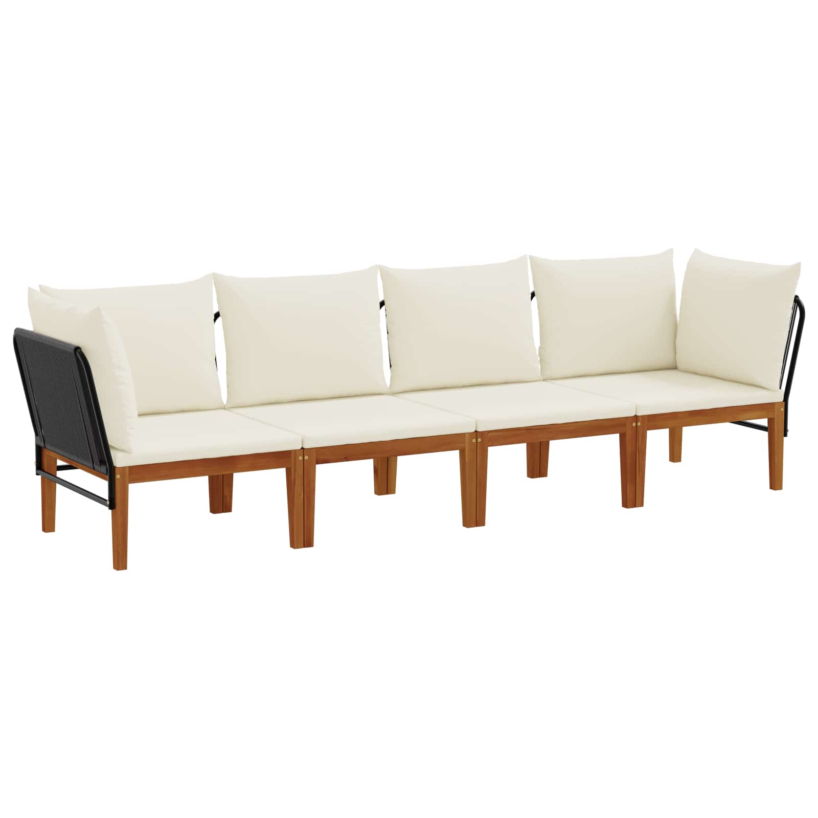 4 pz Legno massiccio di acacia e corda Naturale
