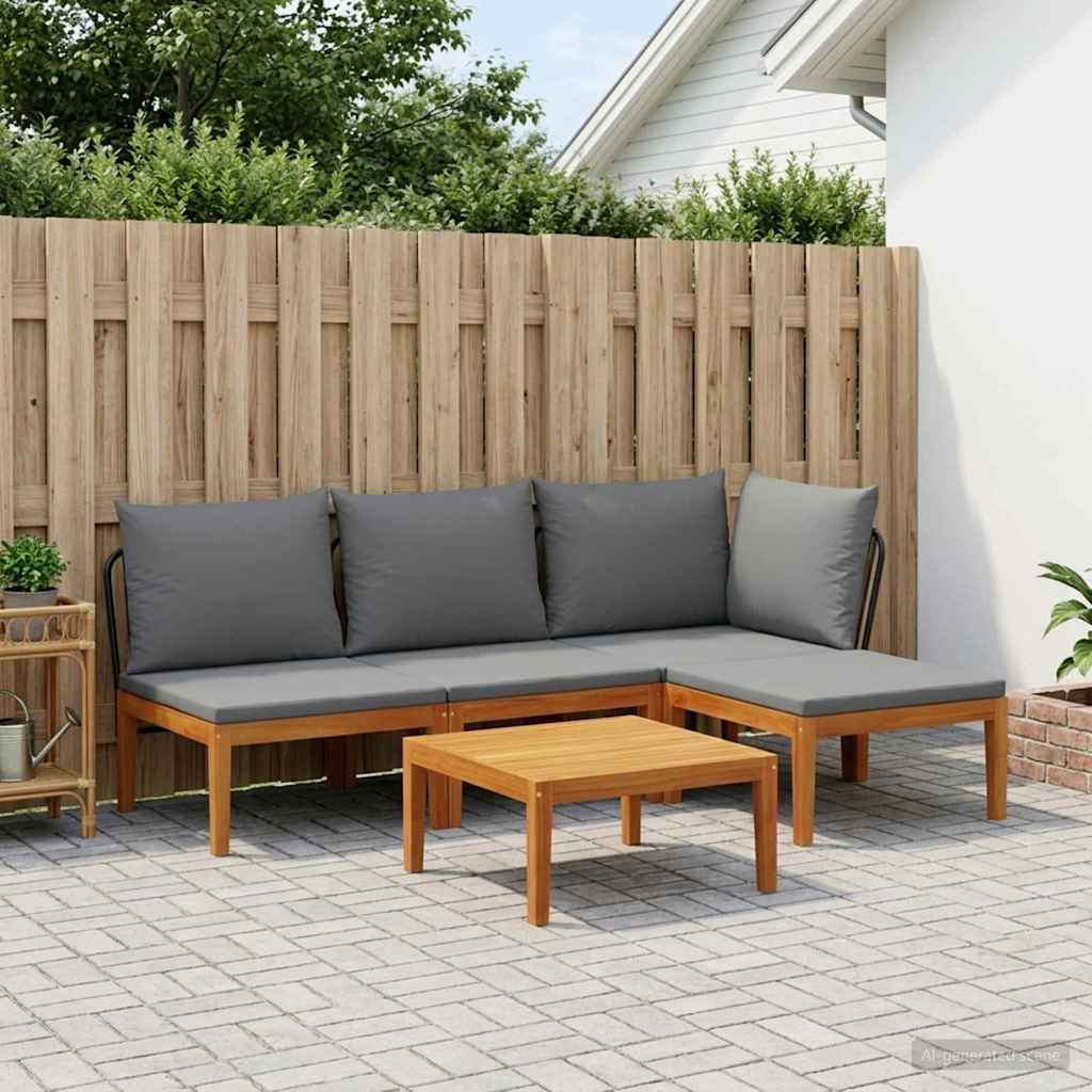 5 pz Set da Giardino con Cuscini Naturale