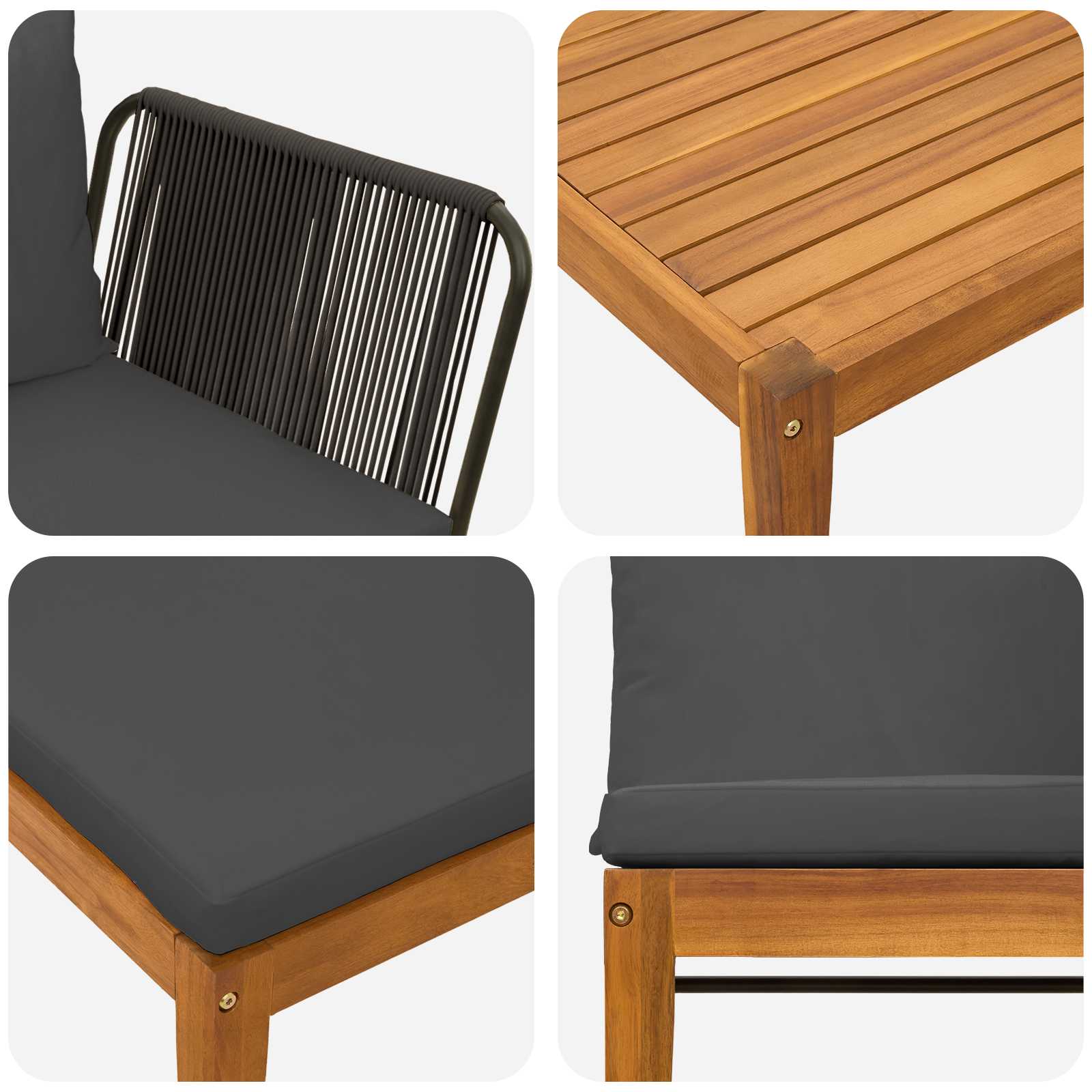5 pz Set da Giardino con Cuscini Naturale