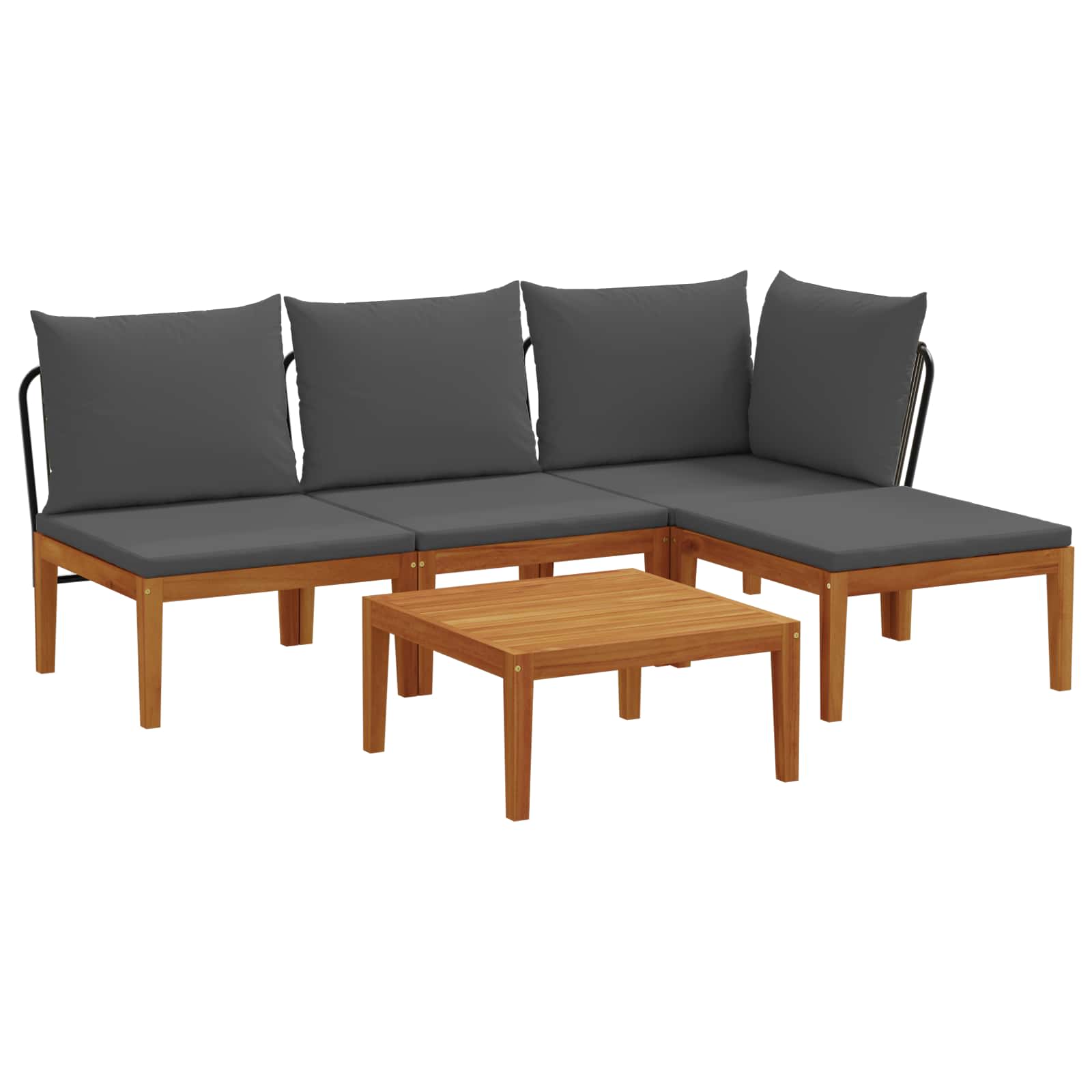 5 pz Set da Giardino con Cuscini Naturale